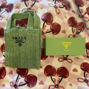 NEW RARE Prada Small Raffia Bag Green 
— GWP